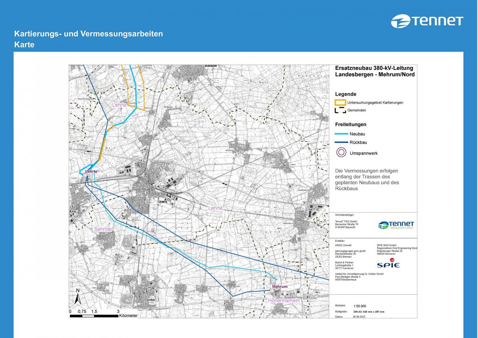 kartierungs und vermessungsarbeiten karte © TenneT TSO GmbH